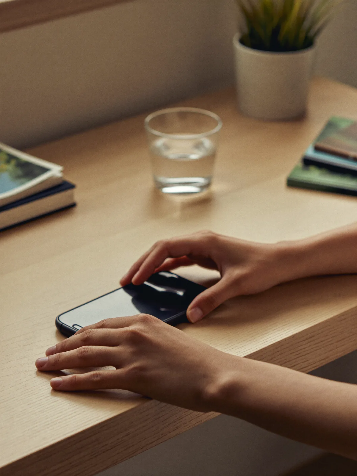 Hände halten ein Smartphone als Symbol für die persönliche Betreuung zwischen Terminen
